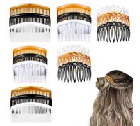 Lot de 18 peignes à cheveux latéraux en plastique avec 11/23/29 dents - Peigne torsadé français simple et élégant - Accessoires de cheveux pour filles et femmes (transparent, noir, marron)