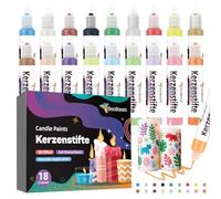 Lot de 18 Peinture pour Bougie Stylos à Bougie Couleurs Brillantes pour L'art Créatif des Carton, Bois, Céramique sur Verre et décoration Concevoir et peindre des Bougies