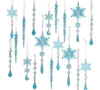 Lot de 18 pendentifs décoratifs en acrylique pour sapin de Noël et décoration de vacances pour mettre en valeur les arrangements festifs avec motif (bleu)