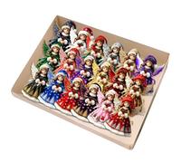 Lot de 18 pendentifs plats en bois pour sapin de Noël | Breloque anges colorés pour maison, fenêtre, mur, porte, arbre de Noël