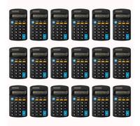 Lot de 18 petites calculatrices en vrac, 4 fonctions de base, à énergie solaire et à piles, mini calculatrices noires pour l'école, la maison, le bureau (noir)