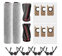 Lot de 18 pièces de rechange pour aspirateurs robot Eufy Omni S2, comprend une brosse principale, des brosses à rouleau, des sacs à poussière, des brosses latérales