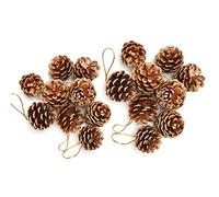 Lot de 18 pièces Pommes de Pin de Noël Pommes de Pin Naturel Rustique Décorations Suspendues Décorations d'arbre de Noël pour étiquette de Cadeau fête Fall Décoration,Dorée