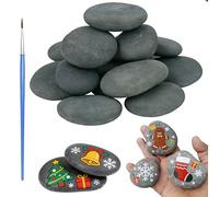 Lot de 18 pierres plates à peindre - Galets naturels de 3 à 8 cm - Pour projets artistiques de bricolage - Peinture créative pour enfants et adultes - Idées de bricolage - Décoration de la maison