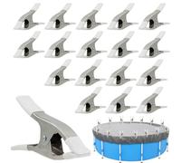 Lot de 18 pinces en métal avec design anti-rayures - Pinces de fixation pour bâche de piscine avec film de protection pour couverture de piscine - Siloplane d'hiver (18 pièces, B)