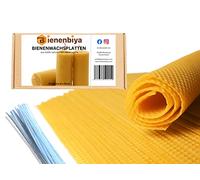 Lot de 18 plaques de cire d'abeille 100 % pure (19,5 x 39,5 cm) 1,4 kg, parois centrales de sandre, fabrication de bougies et pour le bricolage, 18 plaques de cire d'abeille naturelle