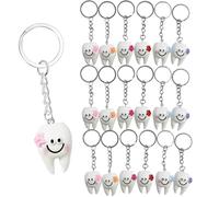 Lot de 18 porte-clés en résine en forme de dent pour dentiste, patients dentaires, cadeaux d'anniversaire de remise de diplôme pour nouveaux dentistes, cadeaux de fête, multicolore, taille unique