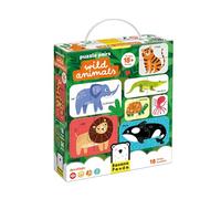 Lot de 18 puzzles pour tout-petits animaux sauvages - Lot de 18 puzzles 2 pièces pour débutants pour encourager l'apprentissage précoce et les compétences de la parole - Pour les petits enfants âgés