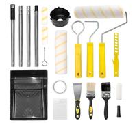 Lot de 18 rouleaux de peinture avec barre télescopique, tout en un seul ensemble, petit et grand, barre télescopique de 1,2 m, ruban de masquage, pinceau, rouleau de peinture, grattoir, rouleau de