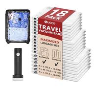 Lot de 18 sacs sous vide de voyage pour vêtements avec pompe électrique rechargeable, cubes d'emballage de compression pour bagages, valise, sacs hermétiques économiseur d'espace pour les vacances