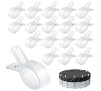 Lot de 18 serre joints pour bâche de piscine, Pinces à grande envergure, Pince à ressort forte pour couverture de piscine, accessoires de piscine, Clips pour bâche de protection (Blanc, Grand x 18)
