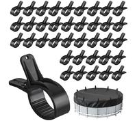 Lot de 18 serre joints pour bâche de piscine, Pinces à grande envergure, Pince à ressort forte pour couverture de piscine, accessoires de piscine, Clips pour bâche de protection (Noir, Grand x 36)