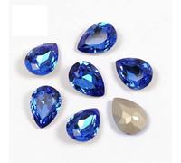 Lot de 18 strass en forme de goutte d'eau en cristal pour travaux manuels, couture, décoration, saphir, 7 x 10 mm