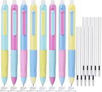Lot De 18 Stylos À Encre Gel Rétractables Effaçables, Pointe Fine De 0,5 Mm, 4 Stylos Bleus Et 4 Stylos Noirs Et 10 Recharges Noires, Stylo Gomme Mignon À Séchage Rapide, Écriture Lisse