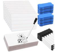Lot de 18 tableaux blancs double face effaçables à sec 15,2 x 22,9 cm | Lot de 18 marqueurs noirs avec 6 gommes, petits tableaux blancs effaçables à sec pour bureau, réunion, enseignants