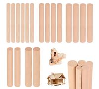 Lot de 18 tiges de cheville et baguettes rondes en bois de hêtre de différentes tailles, blocs de sculpture sur bois pour modélisme, bricolage, travail du bois, tapis tressés et artisanat (20 cm, 18