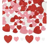 Lot de 180 autocollants en mousse en forme de cœur - À paillettes - En caoutchouc mousse - Autocollants - Rouge rose et blanc - Pour scrapbooking, bricolage, Saint-Valentin, anniversaire, décoration