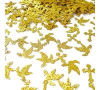 Lot de 180 confettis de table pour baptême, croix dorée, dieu bénédiction, première communion, fête prénatale religieuse