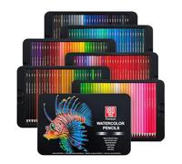 Lot de 180 crayons de couleur aquarelle de qualité supérieure pour techniques sèches et humides, excellents pour les nouveaux utilisateurs et les experts. Crayons de couleur centre souple