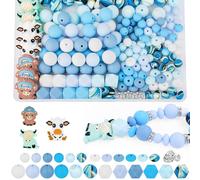 Lot de 181 perles d'espacement rondes, hexagonales en silicone, couleurs mélangées, pour la fabrication de porte-clés, bracelets, colliers, loisirs créatifs