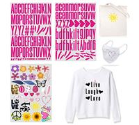 Lot de 184 lettres majuscules de 5,1 cm et lettres de l'alphabet minuscules de 3,8 cm en vinyle pour maillots de sport, t-shirts, vêtements, slogan imprimé, décoration (couleur 7)