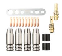 Lot de 19 accessoires de soudage Mig pour lampe torche Ak15 Mb15 0,8 mm Buse conique à gaz Support à ressort Clé isolante pour usage professionnel DIY