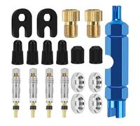Lot de 19 bouchons de valve Presta pour vélo avec bouchons de valve, adaptateur de valve français e valve, accessoires de vélo pour vélos et VTT