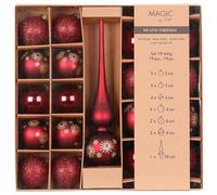 Lot de 19 boules de Noël en verre de 5 à 6 cm avec dentelle - Motif paillettes - Boules de Noël et pointe de sapin de Noël - Décoration de Noël et décoration de sapin de Noël - Port lisse
