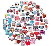 Lot de 19 breloques de chaussures de la série Doctor pour sabots, sandales, médecin, infirmière, ambulance, flacon de perfusion, organes internes, médicaments, masques. Décoration de chaussures de qua