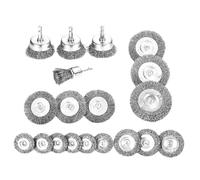 Lot de 19 brosses métalliques pour perceuse - Roue métallique abrasive pour tige hexagonale de 6,35 mm - Brosse pour perceuse en acier ondulé grossier