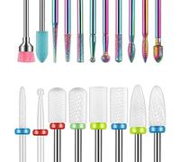 Lot de 19 forets à ongles, 1,9 cm, lime à ongles électrique diamant et lime à ongles en gel acrylique en céramique, outils de nail art, embouts de retrait de cuticules en carbure pour manucure
