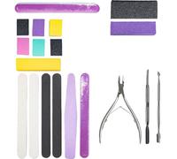 Lot de 19 limes à ongles bloc polissoir à ongles Outil de soin des ongles Set de tampons à ongles Accessoires de manucure