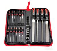 Lot de 19 limes en métal pour le travail du bois, avec lime aiguille, plate, ronde, demi-ronde, triangulaire, brosse et étui de transport pour affûter, ébavurer le bois et l'acier