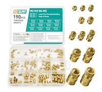 Lot de 190 inserts filetés pour impression 3D - Filetage de fusion - M2 M3 M4 M5 - En laiton - Douilles filetées - Pour imprimante - Pièces en plastique