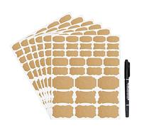 Lot de 192 étiquettes autocollantes en papier kraft avec marqueur pour cadeaux, décoration, stockage, bouteilles, bocaux, conteneurs alimentaires, travaux manuels, projet de bricolage