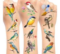 Lot de 192 tatouages temporaires en forme d'oiseau, petits oiseaux de la forêt tropicale, décorations de fête d'anniversaire, fournitures pour enfants, garçons et filles, récompenses de salle de