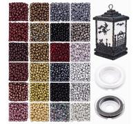 Lot de 1920 Perles de Rocaille 4 mm pour Bracelets, Colliers, Boucles d'Oreilles - Multicolores en Verre avec Cordon Élastique pour Fabrication de Bijoux