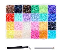 Lot de 19200 strass pour ongles, 24 pierres de couleur de 3 mm pour le bricolage, pierres rondes avec pince à épiler et stylo, kit Bedazzler pour bricolage et décoration des ongles