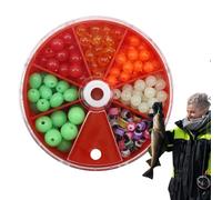 Lot de 199 perles lumineuses en rouge vert pour leucomes, bars et eau salée | Accessoires pour accessoires de comptes ronds et ovales en plastique