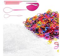 Lot de 2 000 élastiques à cheveux fins en caoutchouc pour cheveux de bébé - Mini accessoires de coiffure pour queue de cheval - Sans danger (1 000 pièces transparentes + 1 000 couleurs profondes + 3