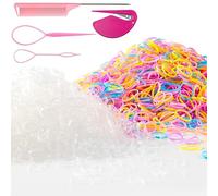Lot de 2 000 élastiques à cheveux fins en caoutchouc pour cheveux de bébé - Mini accessoires de coiffure pour queue de cheval - Sans danger (1 000 couleurs gelées + 1 000 transparents + 3 outils)
