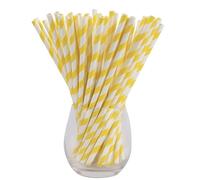 Lot de 2 000 pailles en papier jaune et blanc 200 x 6 mm