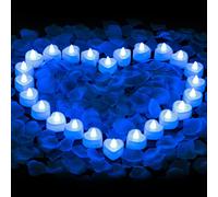 Lot de 2 000 pétales de rose artificiels avec 24 bougies chauffe-plat LED - Décoration romantique pour mariages, anniversaires et Saint-Valentin | Bougies à piles bleues
