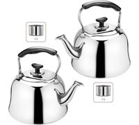 lot de 2 - 1 L théière en acier inoxydable, bouilloire avec passoire, bouilloire sifflet, théière turque pour samovar, Чайник, caydanlik, bouilloire à thé avec poignée et couvercle, bouilloire turque