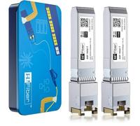 Lot de 2, 10Gb SFP+ RJ45 Transceiver, 10Gbase-T SFP+ Module Ethernet Compatible 10G/5G/2.5G/1.25G, Marvell 113C, Compatible avec Cisco SFP-10G-T-S,Ubiquiti UF-RJ45-10G,UniFi,Meraki,MikroTik..., 30 m