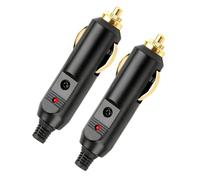 Lot de 2 12 V/24 V Prises Mâles pour Allume Cigare 20 A avec Voyant LED Rouge & Fusible 10A Adaptateur Fiche Allume Cigares en Bakélite pour Glacière Pompe à Air Universelle pour Voiture Camping-Car C