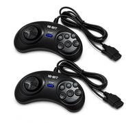Lot de 2 【 】 16 bit contrôleur de Jeu 6 Boutons pour Sega Genesis - Noir