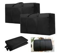 Lot de 2 160L Grand Sac De Rangement, Imperméable Housse Rangement Couette, Sac Demenagement en Tissu Oxford 420D, Pour Déménagement, Couette, Couvertures, Oreillers (90 x 55 x 27 cm, Noir)
