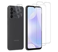 Lot de 2 + 2 films de protection d'écran en verre blindé pour Samsung Galaxy A23 5G - Résistant à l'huile et aux rayures - Sans bulles d'air et anti-traces de doigts
