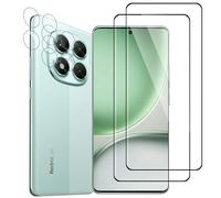 Lot de 2 + 2 films de protection d'écran en verre blindé pour Xiaomi Redmi Note 14 Pro 5G - Film de protection d'écran en verre blindé Xiaomi Poco X7 - Précision tactile à 99 % - Verre de protection